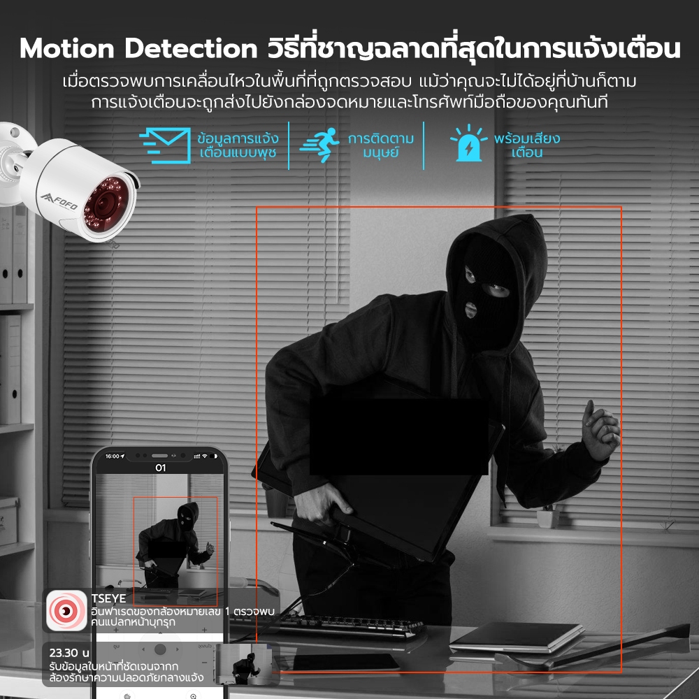 ชุดกล้องวงจรปิด 4MP 4CH รุ่น cctv camera kit ระบบ AHD กล้องวงจร แจ้งเดือนโทรศัพท์มือถือ ดูออนไลน์ได้ทั่วโลก ราคาถูก