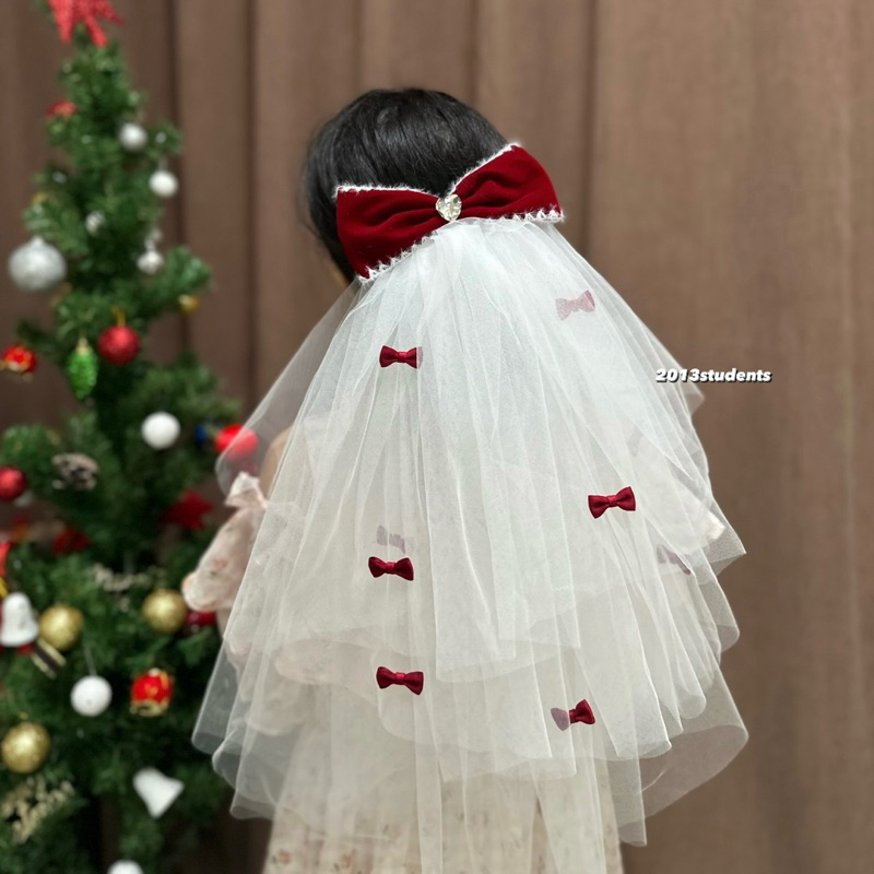 [ส่งเร็วถึงมือใน1-2วัน] เวลเจ้าสาวโบว์หลากสีเยอะ มีแบบให้เลือกเยอะมาก ผ้าคลุมหน้าเจ้าสาว ผ้าแก้ว กิ๊บติดผมเวลเจ้าสาว - รูปที่ 6