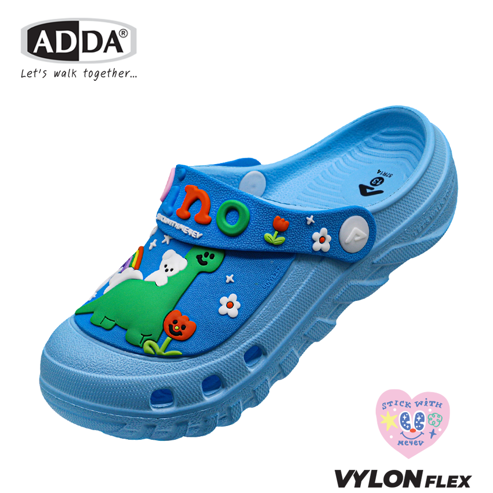 ADDA Vylon Flex รองเท้าแตะ รองเท้าลำลอง แบบสวมหัวโต ลาย Stickwithme4ev สำหรับเด็ก รุ่น 57R14B1 (ไซส์ 11-3)