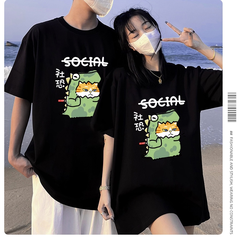 D754（พร้อมส่งจากไทย）เสื้อยืดแขนสั้น สำหรับชายและหญิง.ลายแฟชั่นน่ารัก