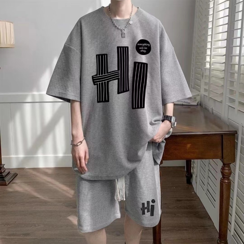 ⚡️พร้อมส่ง⚡️ชุดเซ็ทผู้ชายไซส์ ใหญ่ (คอกลมเสื้อ + กางเกงขาสั้น)สไตค์ เกาหลี ​ผ้าดี สวมใส่สบาย