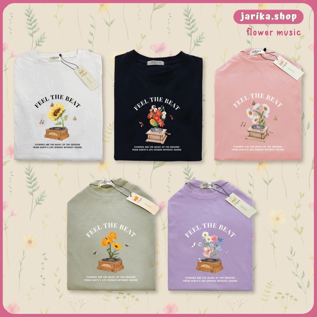 Jarikashop - เสื้อยืดลาย Flower Music ( งานป้าย.. Jarika ) ( จ237 )