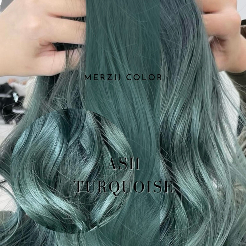 MERZii Color สีเทาเขียวอมฟ้า Ash turquoise🦚🦚🦚(พื้นผมระดับ6 หรือ 10)