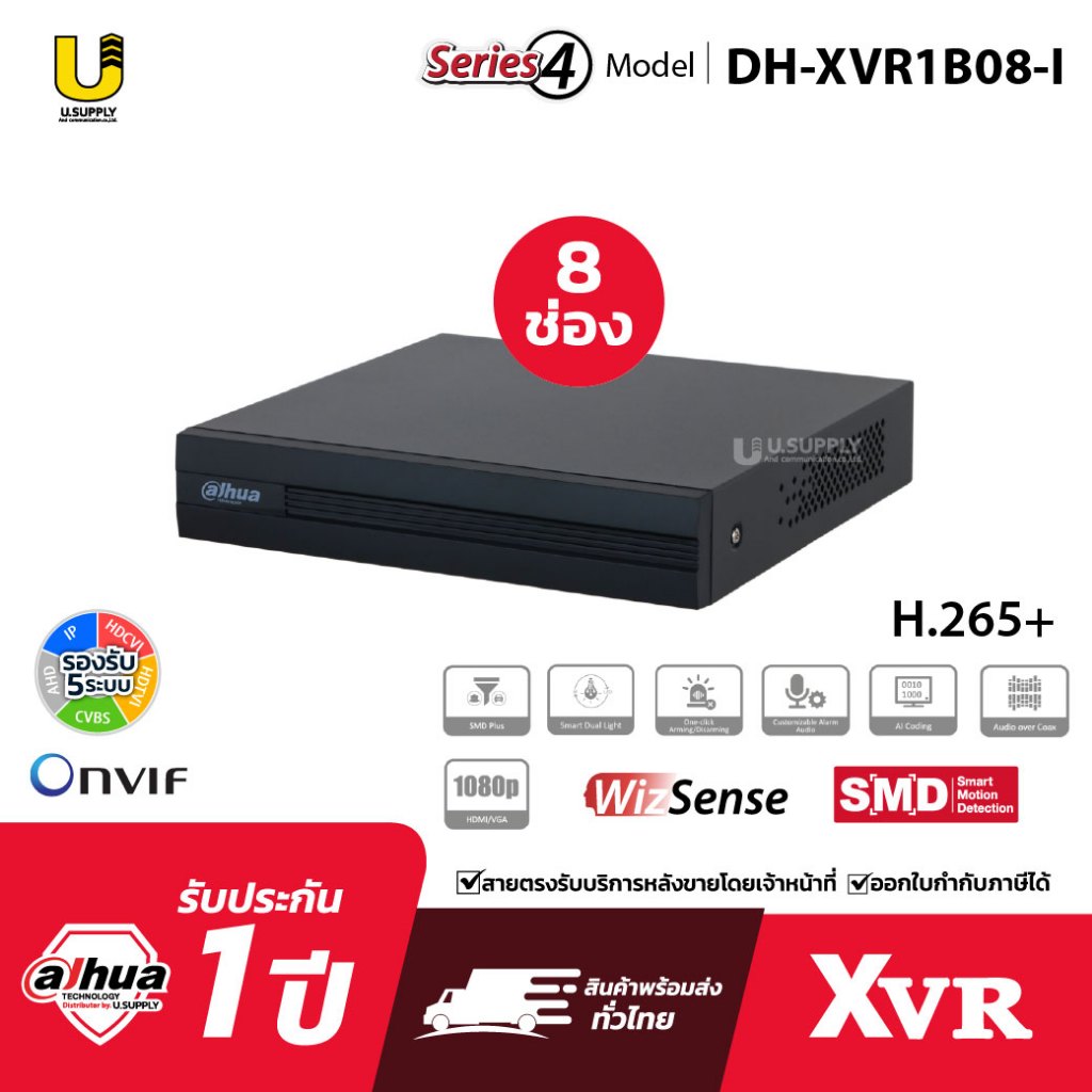 [12.25] DAHUA เครื่องบันทึก XVR AI WizSense รุ่นประหยัด DH-XVR1B08-I รองรับSMD ค้นหาข้อมูลง่ายกว่า