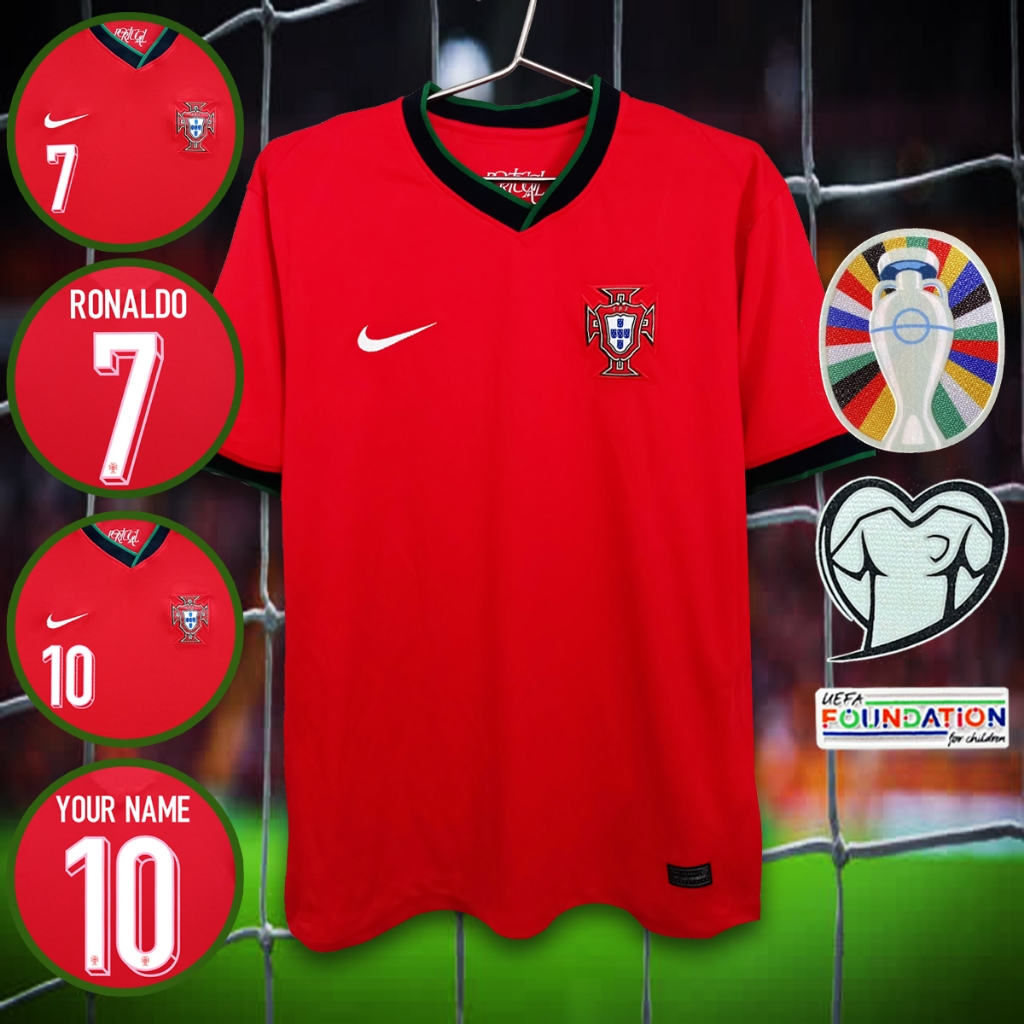 เสื้อฟุตบอลทีมชาติ โปรตุเกส /แดง ยูโร2024 #AA0105 เกรดแฟนบอล รับทำชื่อเบอร์ ไซส์ยุโรป XS-4XL