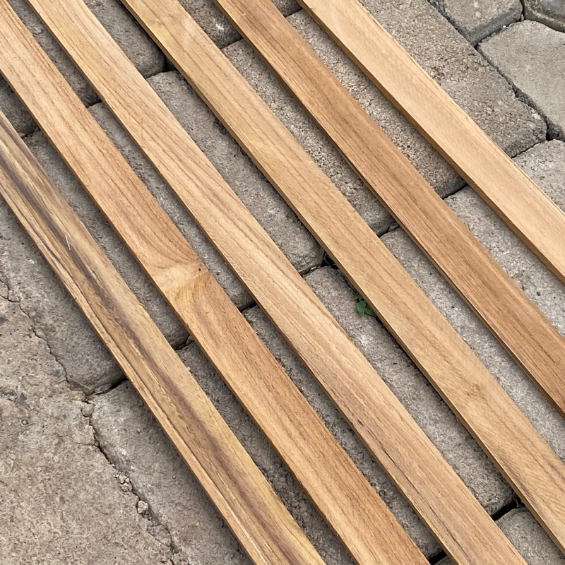 ไม้ระแนง เป็นไม้สักแผ่น เนื้อไม้เต็ม ไสเรียบ เกรดA ขนาดกว้าง 32มม หนา 8 มม ยาว 1 เมตร งานไม้DIYหรือระแนงไม้ ราคาต่อ1ชิ้น - รูปที่ 2