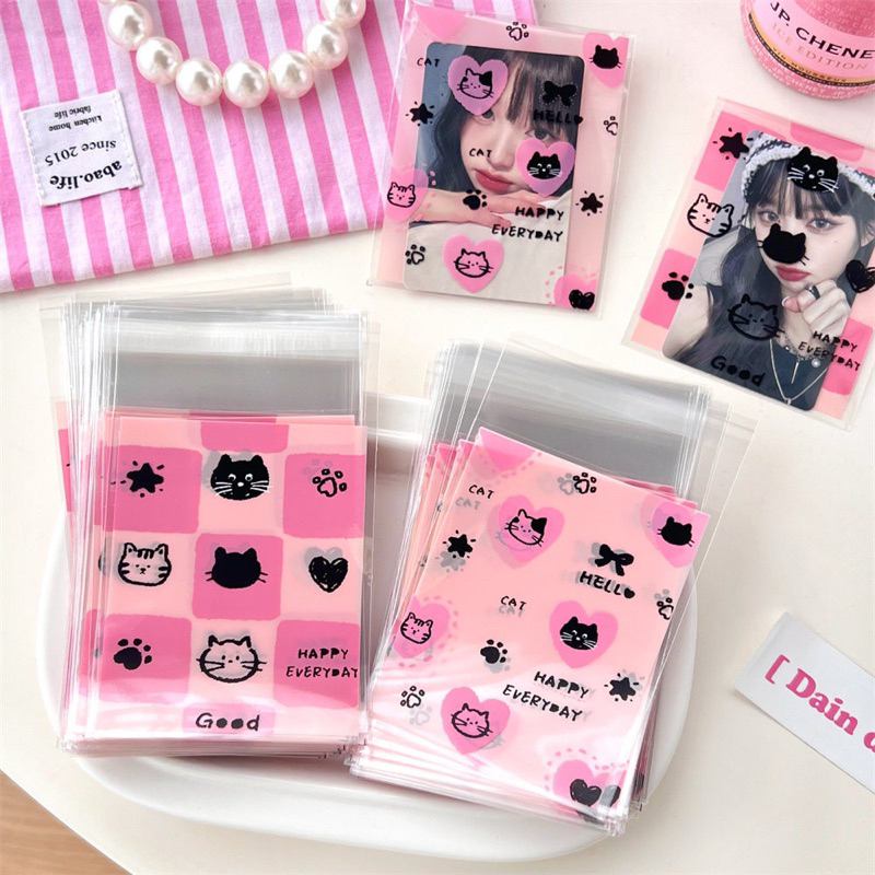 ✨🎀พร้อมส่ง!ถุงฝากาว ลายน้องแมวน่ารัก แพค50ชิ้น แพคการ์ด น่ารักมาก สำหรับใส่การ์ด - รูปที่ 3