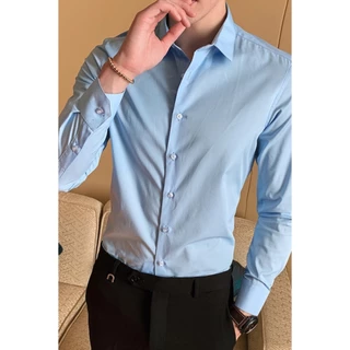 เสื้อเชิ้ต สีพื้นแขนยาว รุ่นสลิมฟิต ใส่ทำงาน ใส่เที่ยวได้ SL62