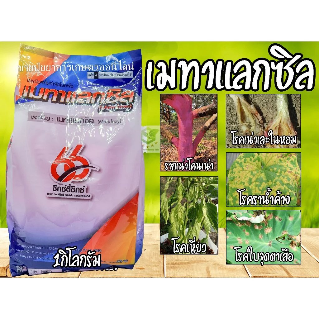 เมทาแลกซิล 1 kg. (ขาว/ชมพู) ขนาด 1 กิโล ป้องกันกำจัดโรคพืชที่เกิดจากเชื้อราชนิดดูดซึม เนื้อชมพู ขาว