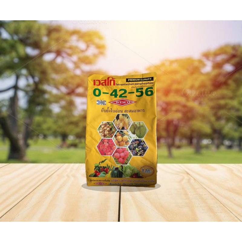 ปุ๋ยเกล็ดสูตร 0-42-56 เวสโก้ ขนาด 1 กิโลกรัม (สูตรยับยั้งใบอ่อน สะสมอาหาร)