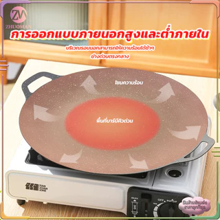 ถาดอบมัลติฟังก์ชั่น กระทะเคลือบหินอ่อน เตาย่าง กระทะปิ้งย่างสไตล์เกาหลี BBQเคลือบกันติด ร้อนเร็ว อาหารสุกไวทั่วถึงกัน