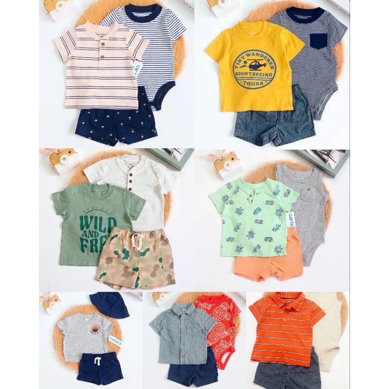 💢F145🏖️Set carter's 3 ชิ้น เสื้อ + กางเกง + บอดี้สูท สุดน่ารัก ไซส์ 6 เดือน -12 เดือน