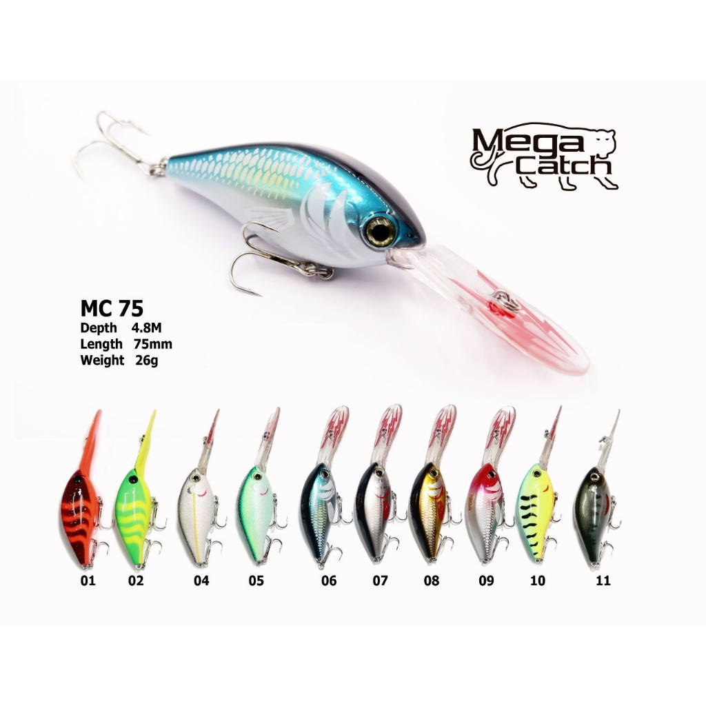 เหยื่อปลอม Mega Catch MC56/MC65/MC75 ปลั๊กดำลึก ปลั๊กชะโด