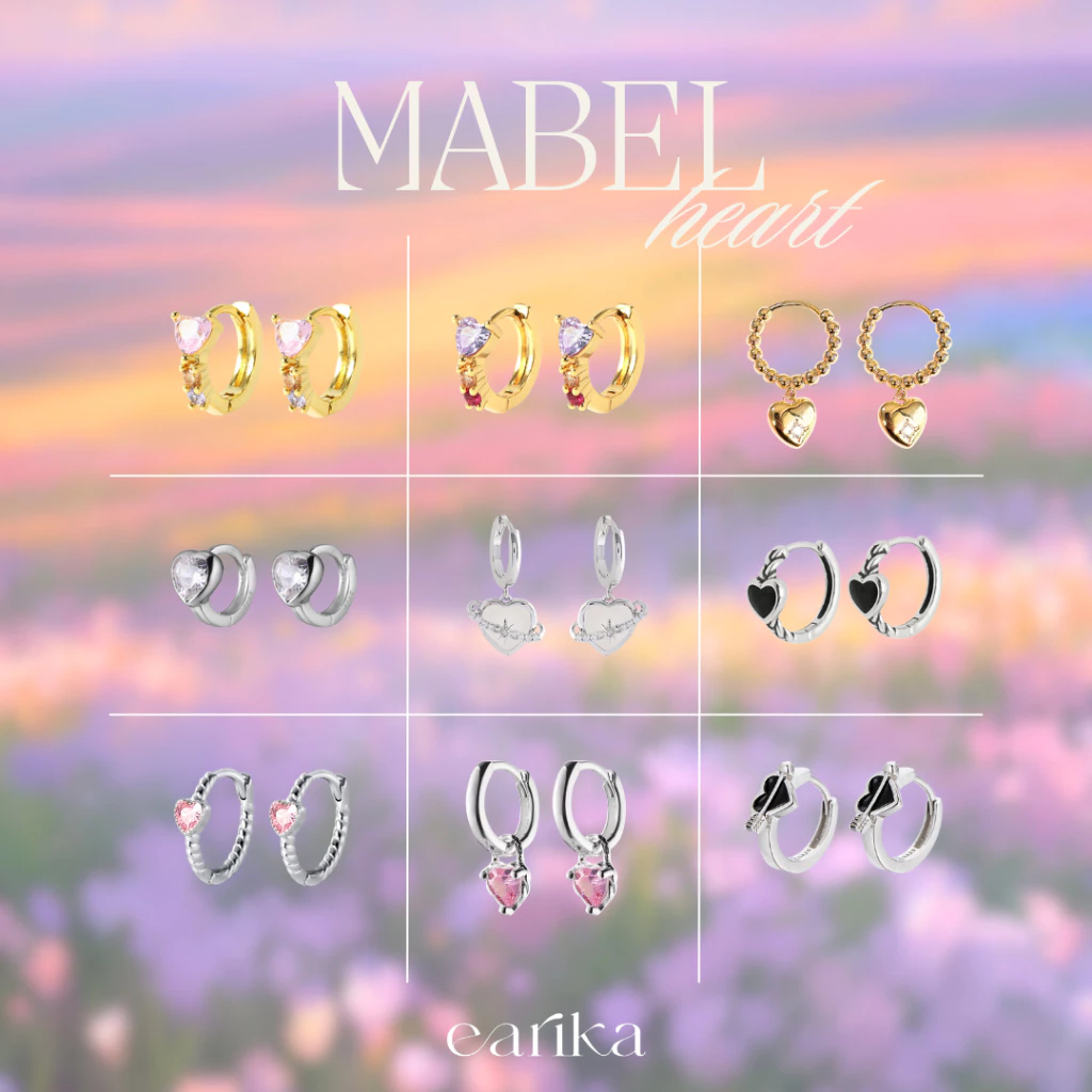 earika.earrings - mabel heart collection รวมต่างหูห่วงหัวใจสีหวาน หลากสี ผิวแพ้ง่ายใส่ได้