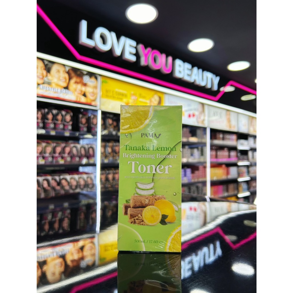 พามา โทนเนอร์เช็ดผิวขาว PAMA Tanaka Lemon Brightening Toner แท้100% สูตร เลม่อน + ทานาคา 500มล.