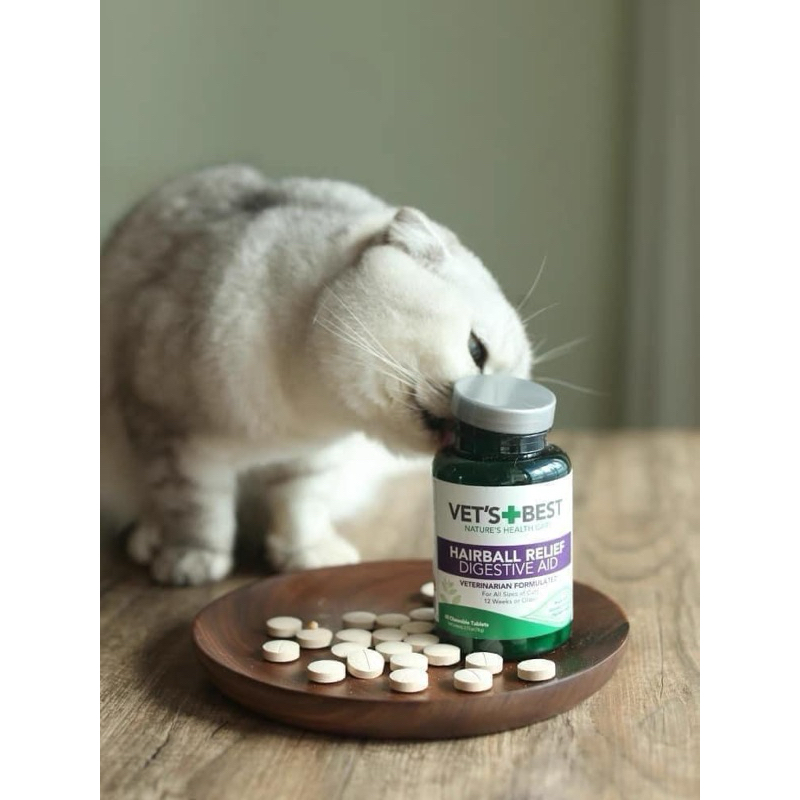 พร้อมส่ง🎈 Vet‘s Best Hairball Relief วิตามินย่อยขน สำหรับแมว อาหารเสริมกำจัดก้อนขน 60เม็ด ลดการเกิดก้อนขน - รูปที่ 5