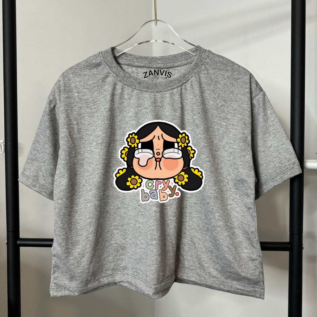 เสื้อครอปสกรีนลายการ์ตูน Crybaby มีให้เลือก 7 size 14 สี