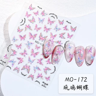 สติ๊กเกอร์ ผีเสื้อ น่ารัก หลายแบบ ตกแต่งเล็บ มีกาวในตัว ลอกแปะได้