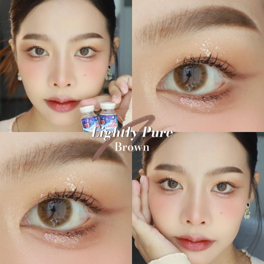 คอนแทคเลนส์ ขนาดมินิ Lightly Pure (Luxzylens) สี : Brown / Brown