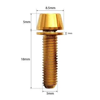 NEW! น็อตสกรูไทเทเนียม TITAN M5x18mm TITANIUM BOLTS TAPER HEAD ยึดสเต็มจักรยาน 1 ชิ้น