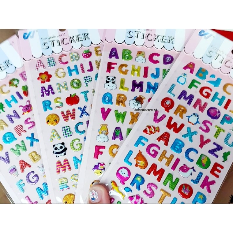 สติกเกอร์ ABC ตัวอักษร สติกเกอร์ตัวนูน ลวดลายและสีสันสดใส