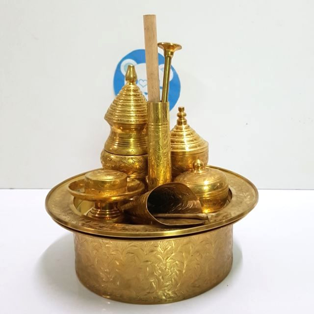 Brass byfa อุปกรณ์เครื่องหมาก ชุดเชี่ยนหมาก ตอกลายงานช่างฝีมือ ลายดอก ใบไม้ ลายไทยสวยงาม9” ราคา ถูกที่สุด ดีลบีเคเค รูปภาพหลัก