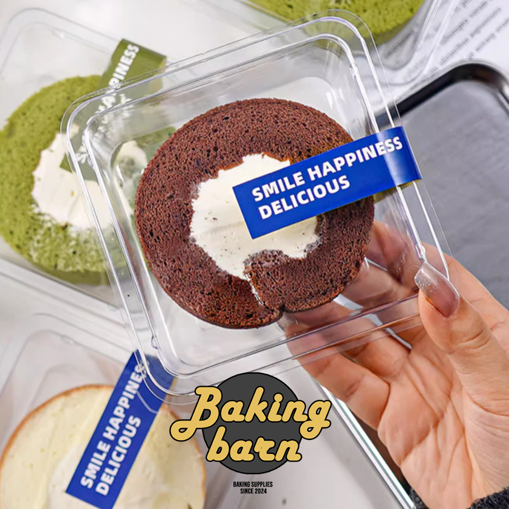 Baking Barn (10ชิ้น/50ชิ้น) กล่องเค้ก (พร้อมสติกเกอร์) cake box package (8*8*4cm)