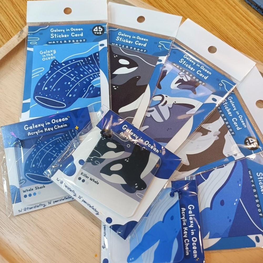 Ocean collection คอลเลกชันสัตว์ทะเลน่ารัก Card sticker สติกเกอร์ติดบัตร Keychain พวงกุญแจ [Paeristar Factory]