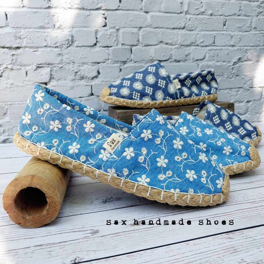 รองเท้าแฮนด์เมด Espadrilles "รุ่นถักหน้าทรงใหม่" ใส่ได้ทั้งชายและหญิง ยืนส์ลูกไม้