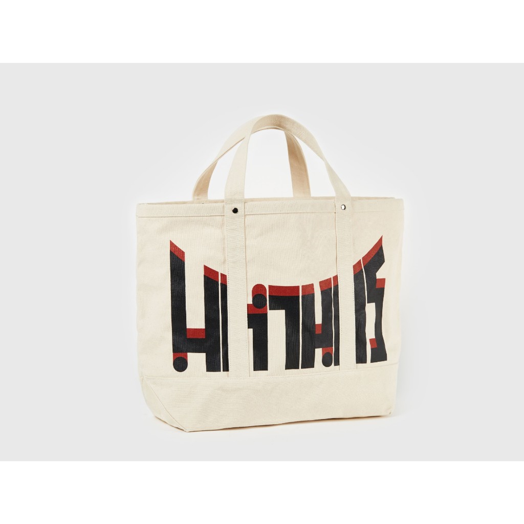 MAHANAKHON TOTE BAG CANVAS WHITE-RED กระเป๋าผ้า สีดำ-แดง