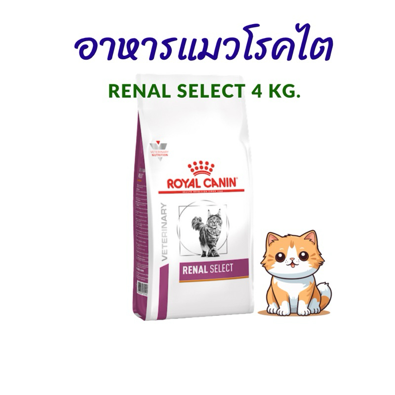 (หมดอายุ : 10/06/2026) Royal canin อาหารแมวโรคไต renal Select 4 kg.