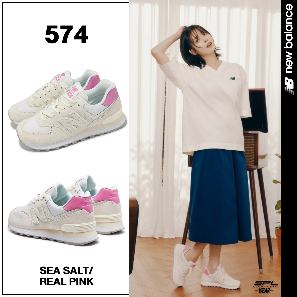 New Balance รองเท้าผ้าใบ รองเท้าแฟชั่น NB W 574 Sea Salt Real Pink WL5742BA (3500)
