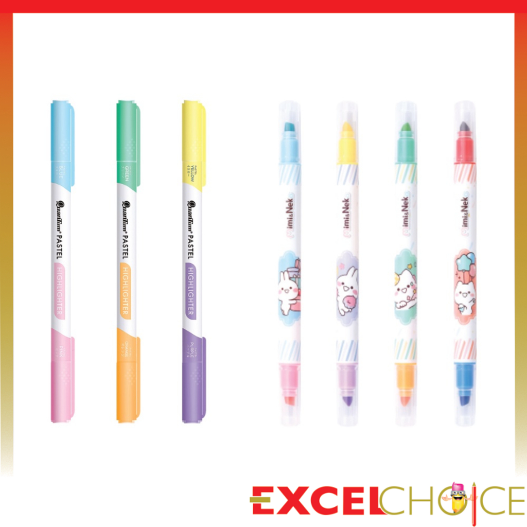 [ซื้อควอนตั้มครบ150บาท ฟรีดินสอกด1แท่ง] ควอนตั้ม ปากกาเน้นข้อความ 2หัว ปากกาไฮไลท์ 2หัว Quantum QHP-790