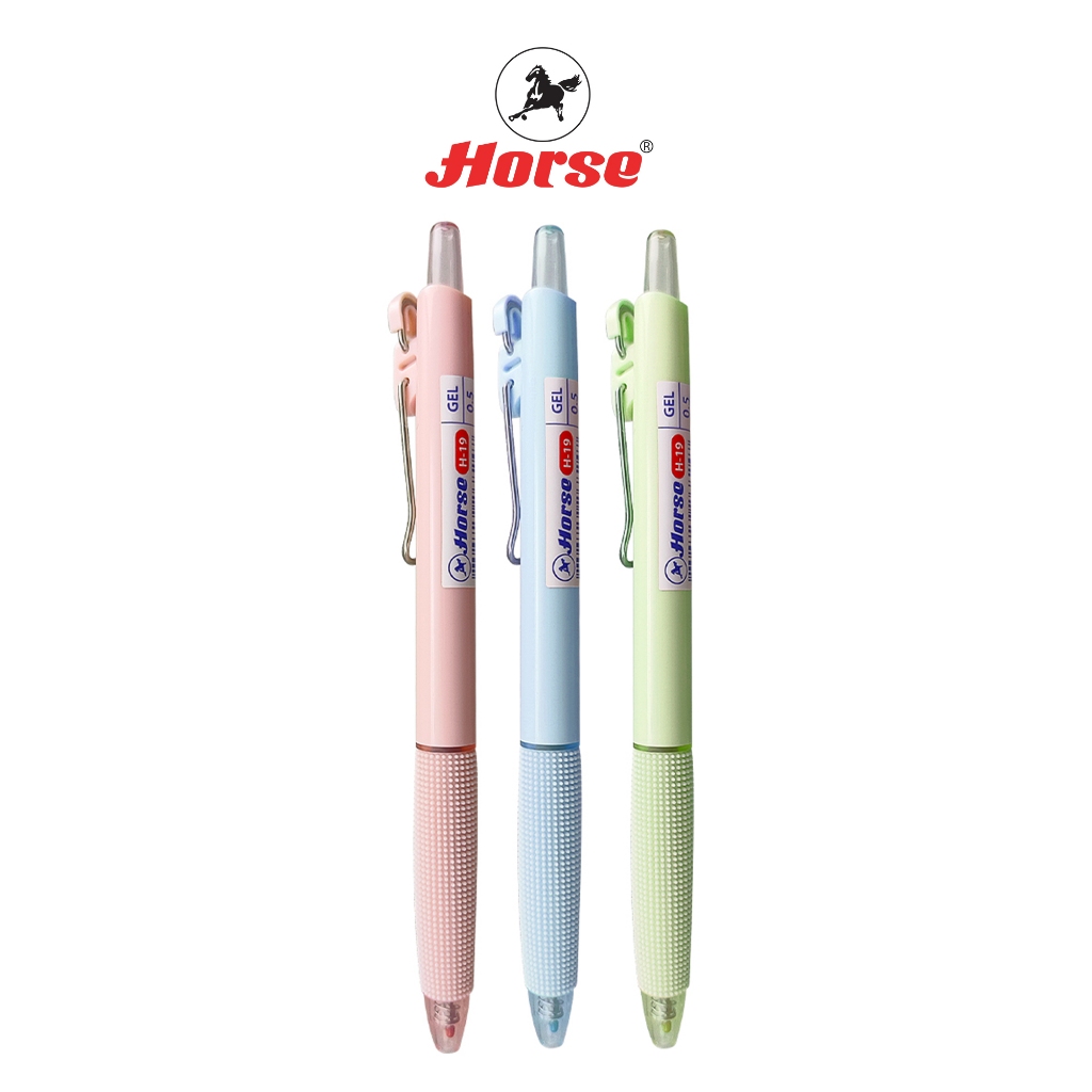 Horse (ตราม้า) ปากกาเจล ตราม้า รุ่น H-19 ด้ามสีพาสเทล 0.5 mm. คละสี จำนวน 1 ด้าม