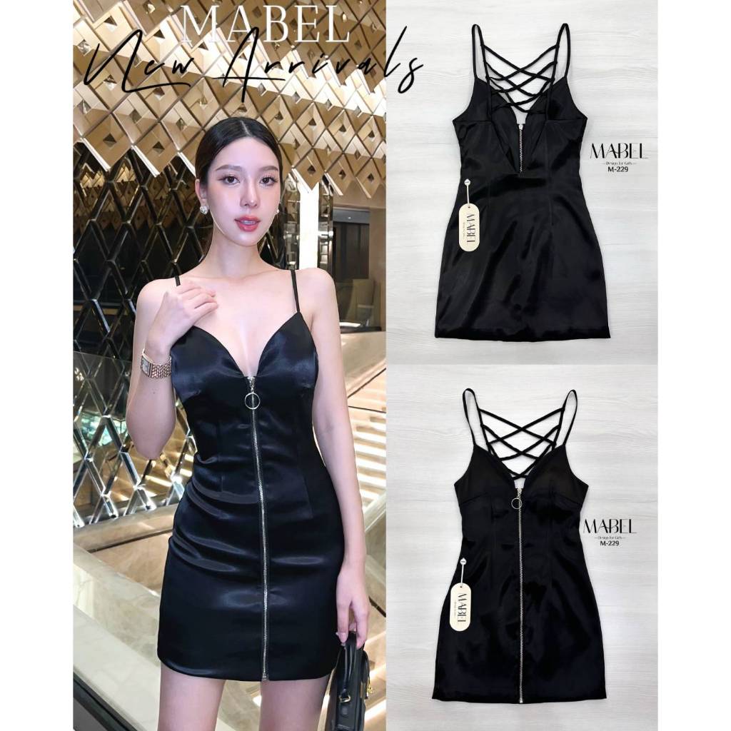 MABEL Minidress สีดำผ้าเงา(*สอบถามสต๊อกก่อนกดสั่งน๊า)