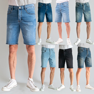 Men's Jeans กางเกงยีนส์ขาสั้นผู้ชาย ยีนส์ยืด หลายสี ทรงกระบอ…