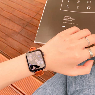 เหมาะสำหรับ iWatch สายหนังหัวเข็มขัดคู่ ultra S11 10 9 8 6 7 5 4 3 2 1 SE 49mm46mm44mm45mm42mm41mm38mm40mm