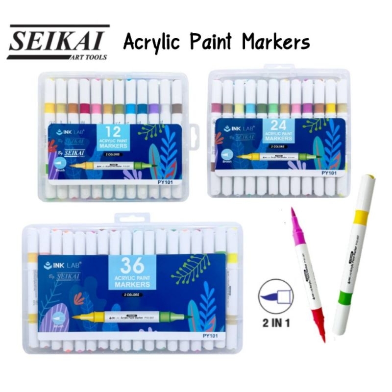 SEIKAI Acrylic Paint Marker 2in1 ชากปากกาเพ้นท์มาร์คเกอร์ อะคริลิค 2 สีใน 1 ด้าม