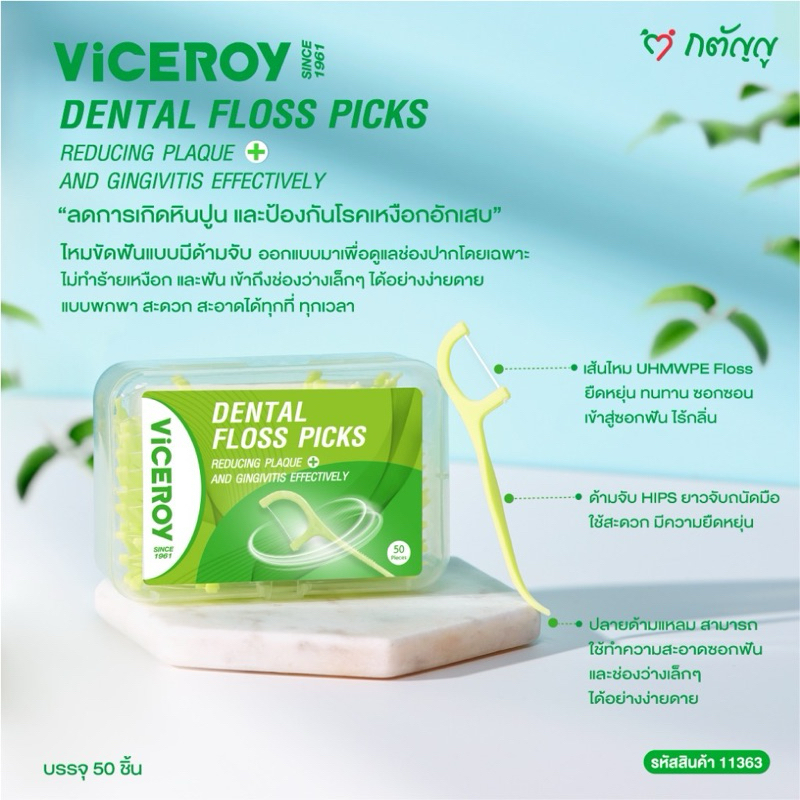 ไหมขัดฟันแบบมีด้ามจับ 2สี(สีฟ้า/สีเขียว)เส้นไหมเหมือนกัน