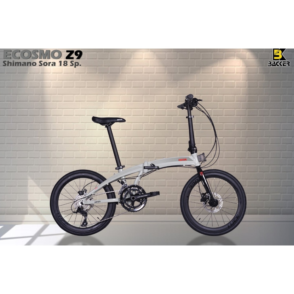 จักรยานพับได้ BACKER ECOSMO Z9 เฟรมอลูมิเนียม เกียร์Sora 18สปีด ล้อ20นิ้ว มีโค้ด