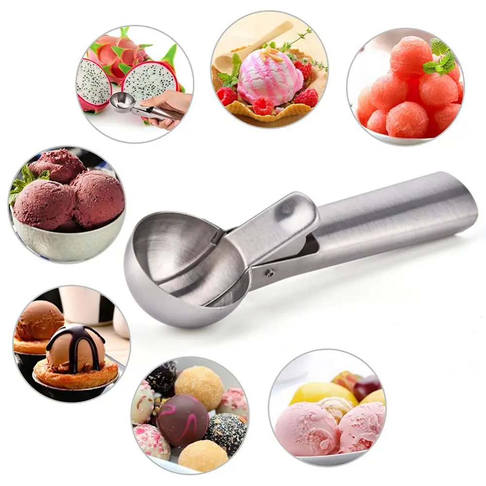 สแตนเลสตักไอศกรีม Ice Cream Scoop ในครัวเรือนเชิงพาณิชย์ผลไม้แตงโมร้อนนมตักไอศกรีมช้อน