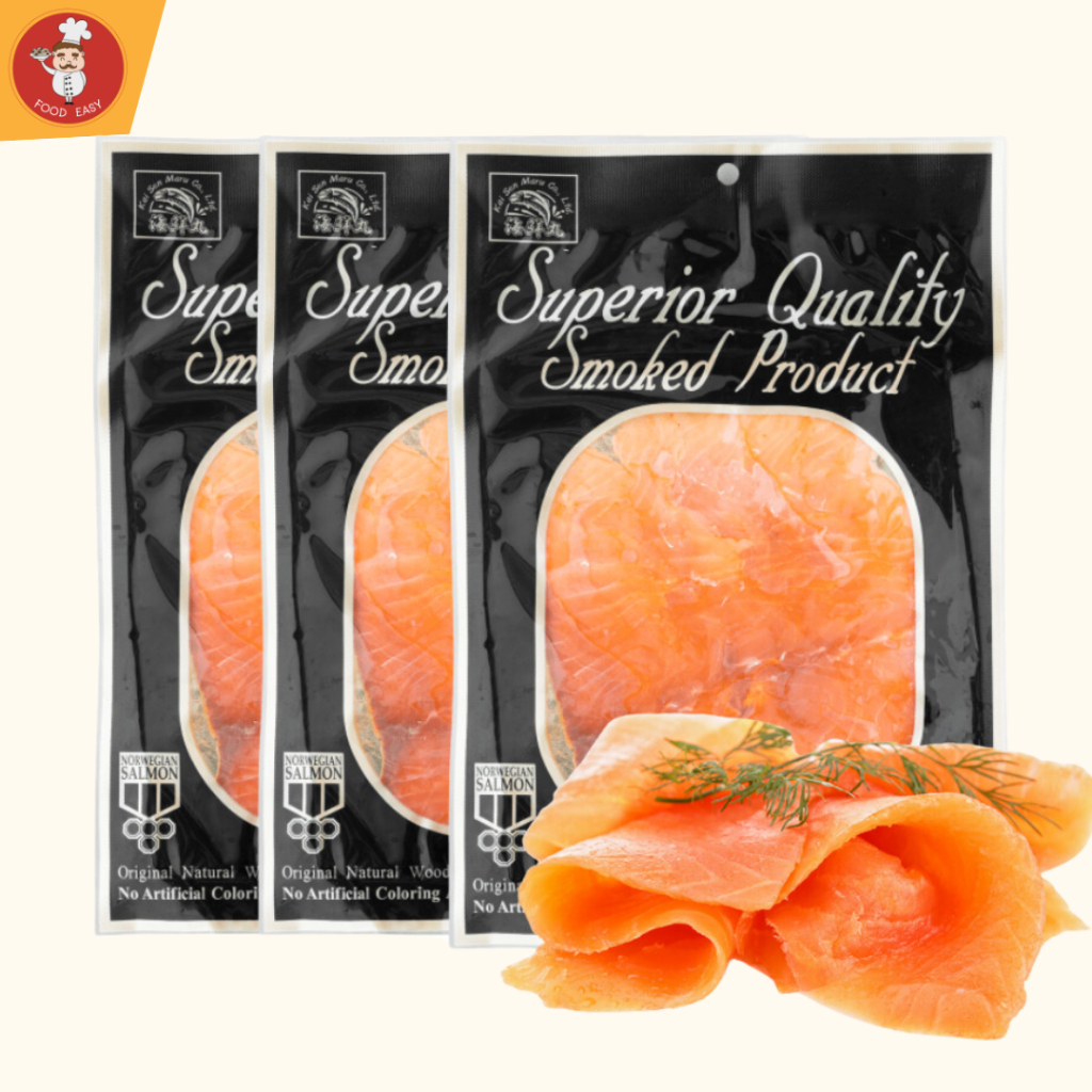ส่งรถเย็นฟรี Smoked Trout Smoked Salmon 1000g แซลมอน เทร้าท์ รมควัน 1 กก (10แพค)