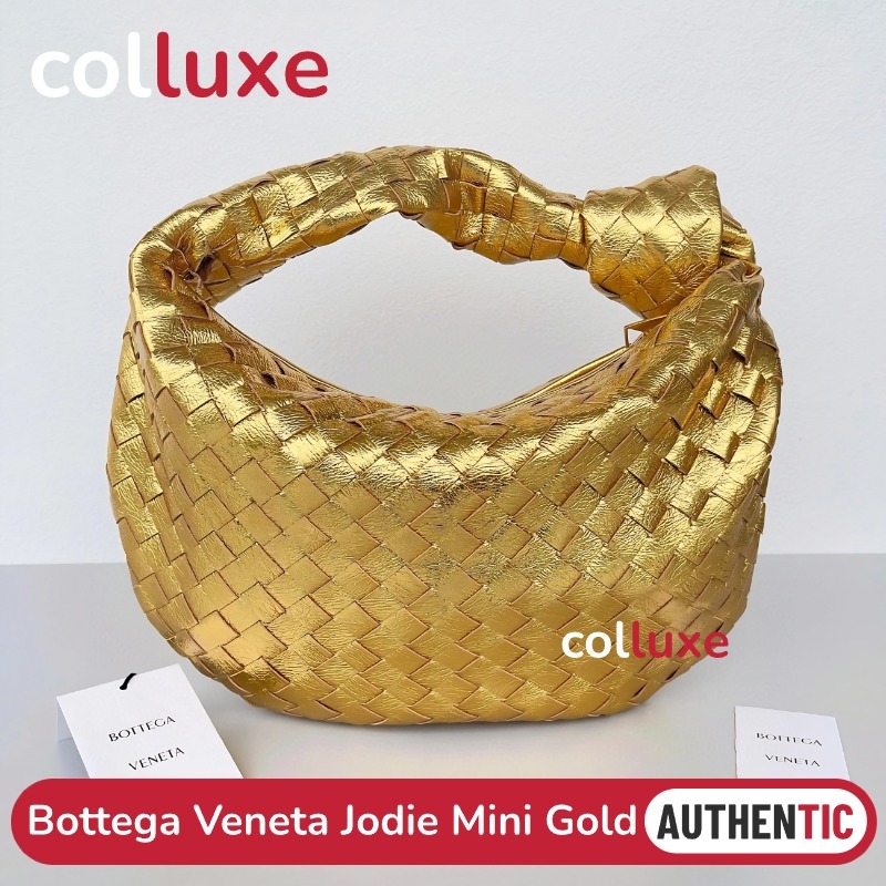 👜Bottega Veneta Jodie Tote Bag Mini Gold BV Lambskin