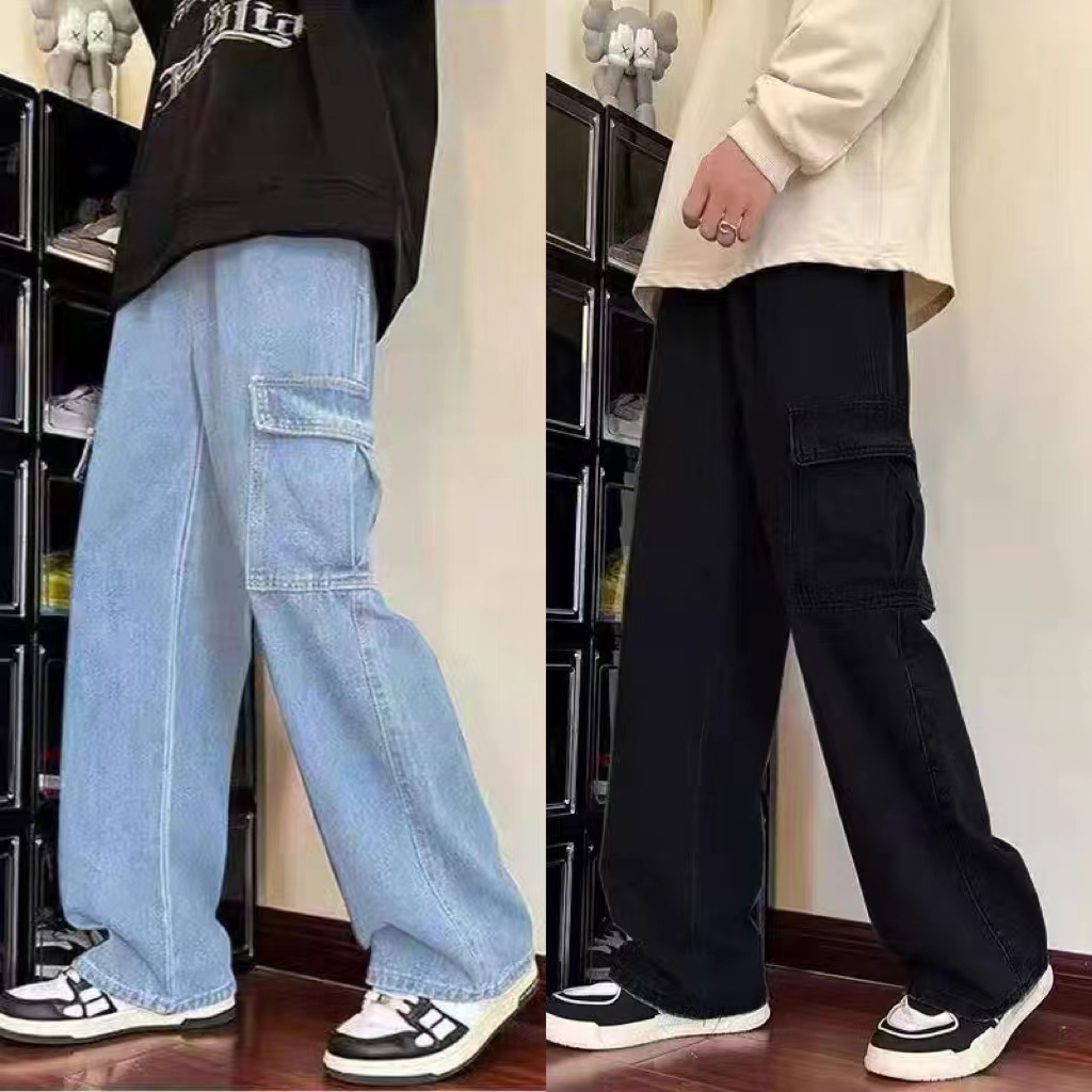 กางเกงคาร์โก้ ทรงกระบอก สุดเท่สไตล์วินเทจ หญิงใส่ได้ผู้ชายใส่ดี รุ่นใหม่พร้อมส่งค่ะ