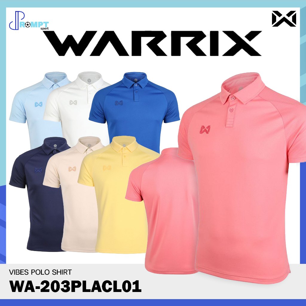 เสื้อโปโล Vibes เสื้อโปโลแขนสั้นวอริกซ์ WARRIX เนื้อผ้า Polyester รหัส WA-203PLACL01 ของแท้100%