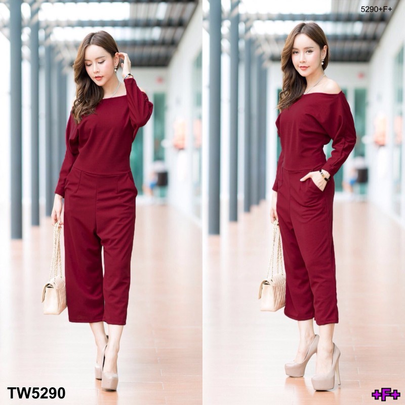 TwinsShopVip💗พร้อมส่งTW5290จั้มสูทปาดไห่ล