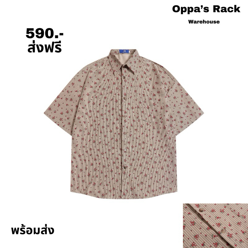 เสื้อเชิ้ตแขนสั้น Oppa’s Rack ลายดอกไม้