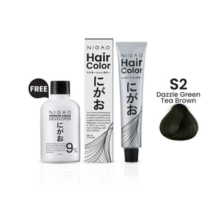 [ฟรี Developer] NIGAO Hair Color S2 Green Tea Brown | นิกาโอะ ครีมเปลี่ยนสีผม ปิดผมขาว สีน้ำตาล กรีนที 100 mL