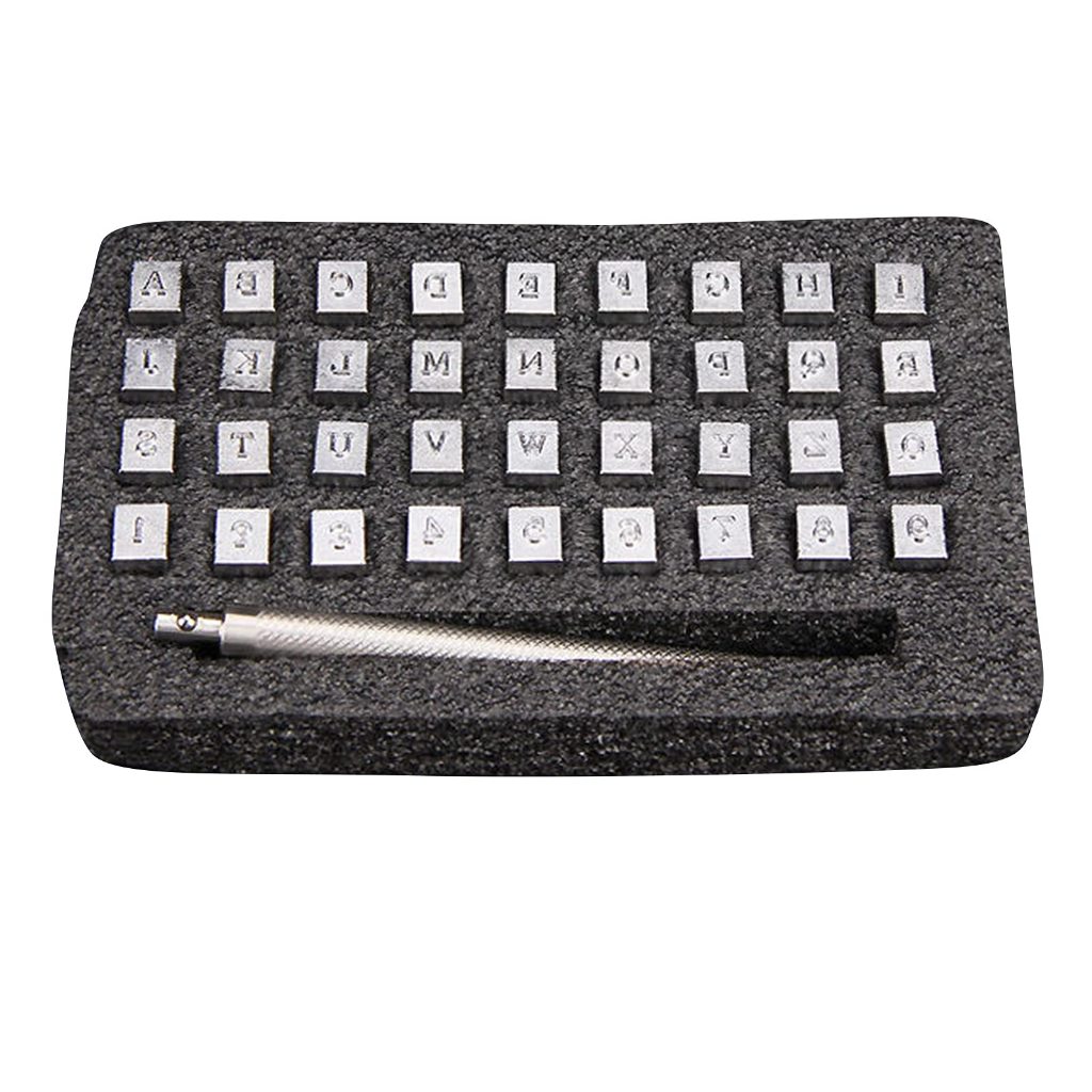 ชุดแสตมป์เหล็ก ชุดเครื่องมือตรายางโลหะสําหรับทําเครื่องหนัง หนังตัวอักษรแสตมป์ Punch Capital  3 มม. 6 มม 36 ชิ้น - รูปที่ 4