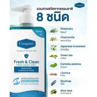 Cerapure FS สบู่เหลวอาบน้ำ สีฟ้า กลิ่น Original Fresh & Clean